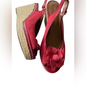 Franco Sarto Red Floral Espadrille Slingbacks